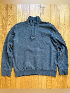 Polo Ralph Lauren Men’s 1/4 Zip Up Sweater Pullover Estate Medium Gray Solid